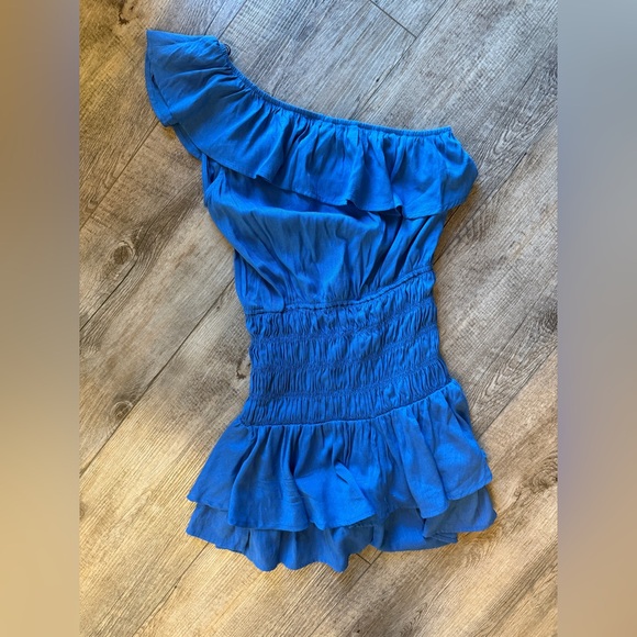 Blue One Shoulder Dress Glam size small - Picture 3 of 3